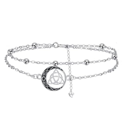 Arrebol Keltische Knoten Armband Damen Silber 925 Keltisches Motiv Armbänder Original Schmuck für Frauen Freunde Ehefrau,Verstellbarer [16+4cm] von Arrebol