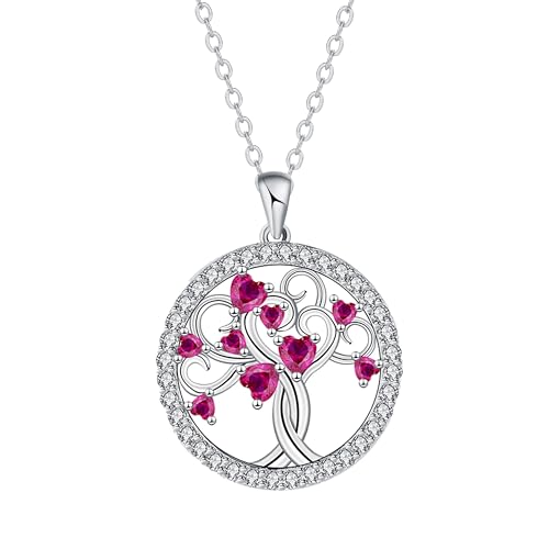 Arrebol Lebensbaum Kette Damen Sterling Silber 925 Halskette Anhänger Für Frauen Mutter Ehefrau Tochter Schmuck Geschenk |45cm+5| von Arrebol