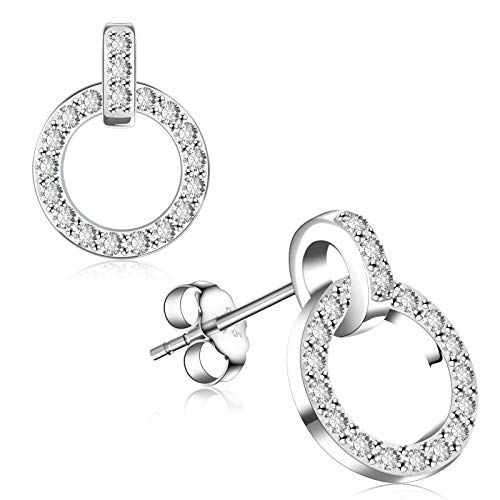 Arrebol Ohrringe Damen 925 Sterling Silber Ohrstecker Runde mit 3A Zirkonia Ohrschmuck Für Frauen Mädchen Erntedankfest Weihnachts Geschenk von Arrebol