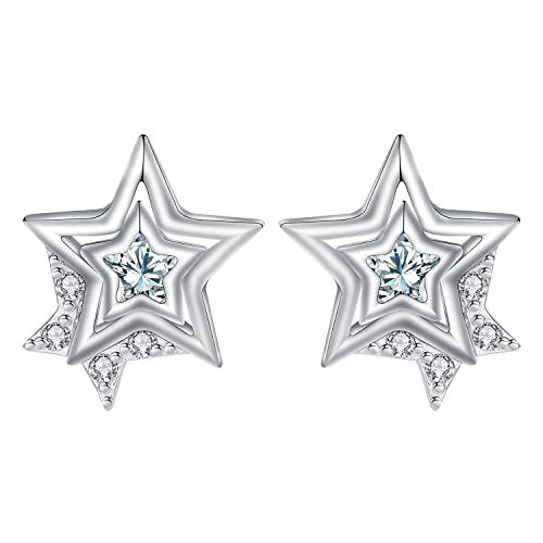Arrebol Ohrringe Sterne 925 Sterling Silber Damen Ohrstecker mit 3A Zirkonia Original Schmuck Für Frauen Mädchen Geschenk von Arrebol