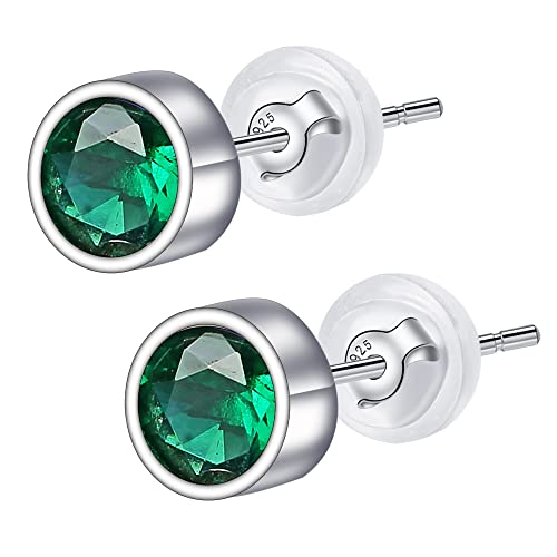 Arrebol Ohrringe silber 925 Stecker Damen Premium Ohrstecker Basic mit Grün 5mm 3A Zirkonia Ohrschmuck Für Frauen Mädchen Geschenk von Arrebol