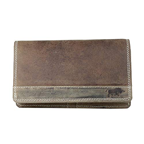 Arrigo Geldbörse Damen Leder mit Klappe - Leder Geldbörse - Geldbeutel - Portmonee - Portemonnaie - 16 x 9 x 3.5 cm - Cognac von Arrigo