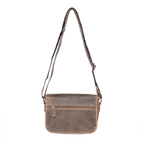 Umhängetasche Damen Hellbraun Leder - Schultertasche Vintage Büffelleder - Crossbag Echt-Leder - Ledertasche Frauen - 23 x 7 x 16 cm von Arrigo