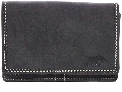 Brieftasche Damen Echtes Leder Medium RFID Mit Klappe, Druckknopf und Reißverschluss - Leder Geldbörse Anti-Skim-Schutz - Geldbeutel Klein- Portmonee - Portemonnaie - 12.5 x 9 x 3 cm - Schwarz von Arrigo