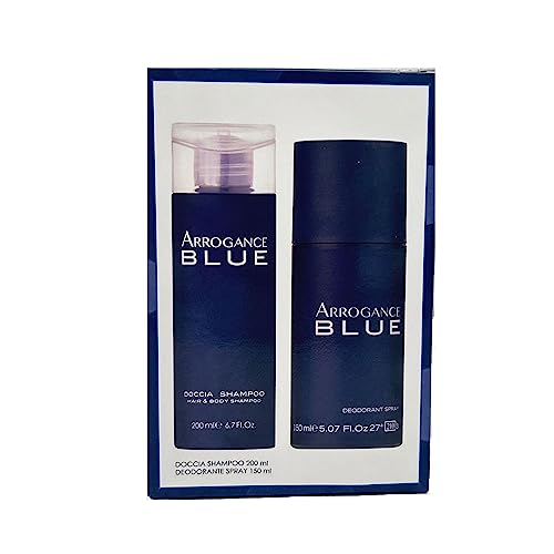 Arrogance Blue Geschenkset für Herren, Duschshampoo, 200 ml und Deodorant, Spray, 150 ml von Arrogance