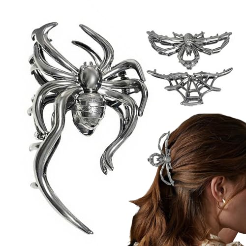 3 Stück Halloween Klaue Clips Metall Horror Klaue Klemme Spinnenkrallen Clip Gothic Klauen Clip Dekorative Gruselspinne Skelett Haarspangen für Frauen Halloween Zubehör von Arroopu