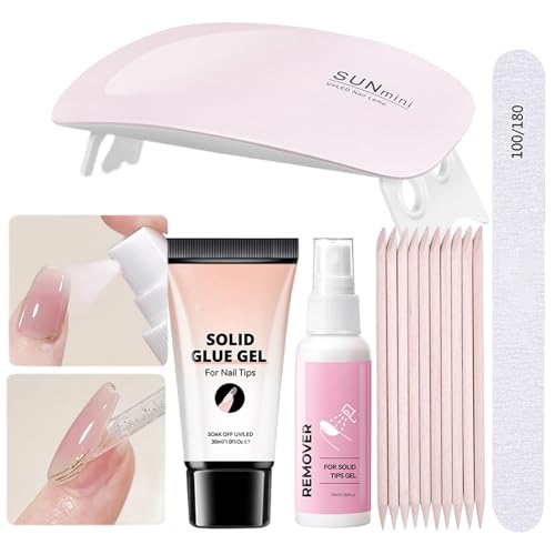 Arroopu Nagelkleber Und Entferner Set - Acrylspitzen Kleber Gel - Mit UV Licht Für Reise Party Mädchen Schule von Arroopu