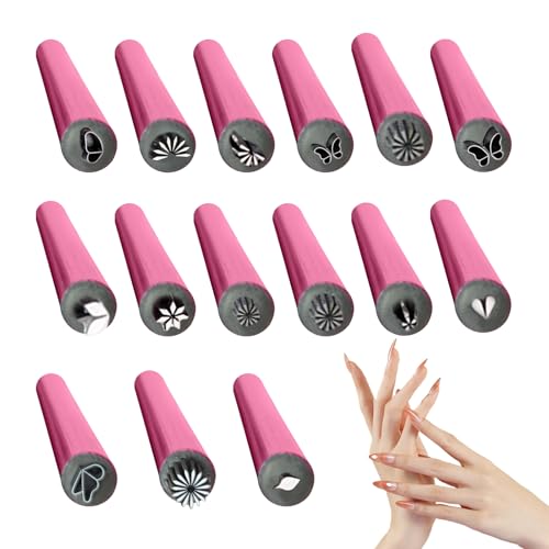 Arroopu Nagelstift-Set | 15x Kunstwerkzeuge Stift mit 6 verschiedenen Nagelmustern | Stamper Tool Graffiti Art Dotting Tools Design für Frauen Mädchen Stamping Platte von Arroopu