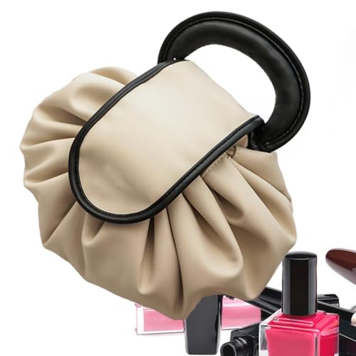 Arroopu Reise-Make-up-Tasche, Make-up-Organizer-Tasche | Kosmetiktasche mit Kordelzug, tragbar, Make-up-Tasche aus PU-Leder | Make-up-Organizer mit Griff, Kulturbeutel mit großem Fassungsvermögen für von Arroopu