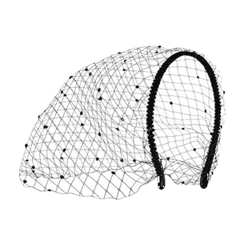Arroopu Schwarzes Schleier Stirnband,Eleganter Schwarzer Trauerschleier Netzhaarreifen für Mädchen - Modisches Haarband Leichtes Haarstyling Zubehör für Schwester Tochter Ehefrau und Freund Freundin von Arroopu