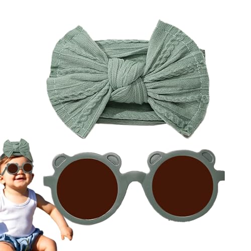 Arrovarp Baby-Stirnbänder mit Schleifen, Baby-Stirnbänder für Mädchen mit Schleifen - Kopfbedeckungsbrillen-Set für Kinder,Weiche Nylon-Baby-Stirnbänder mit Sonnenbrille, Baby-Mädchen-Stirnbänder mit von Arrovarp