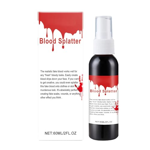 Arrovarp Waschbares Kunstblut, Kunstblutspray | 60 ml waschbares realistisches Kunstblut für Kleidung | Gefälschte Blutspritzer-Party-Requisiten, Halloween-Make-up für Zombie-Vampir-Cosplay von Arrovarp