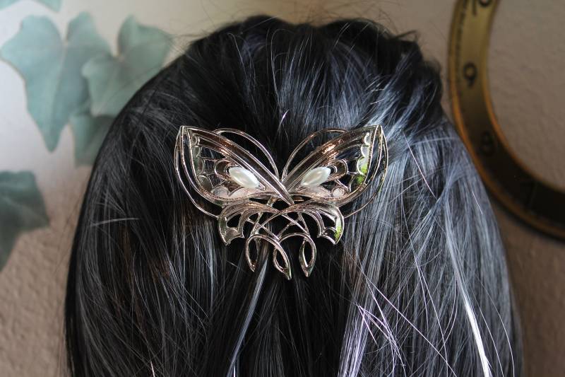 Silber Schmetterling Haarklammer Haarspange Arwen ~Wilwarin~ von ArsInsomnia