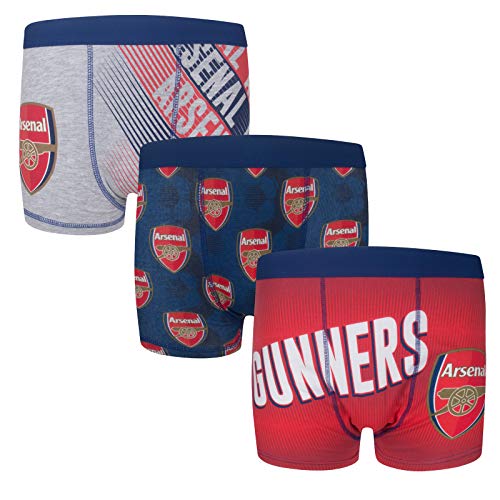 Arsenal FC - Jungen Boxershorts mit Wappen - Offizielles Merchandise - 3 Paar - Rot/Dunkelblau/Grau - 11-12 Jahre von Arsenal FC