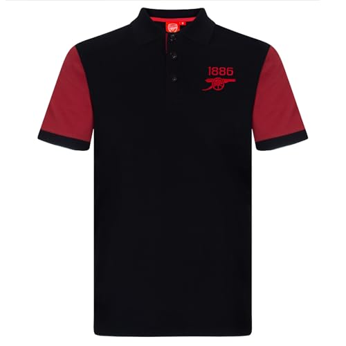 FC Arsenal Herren Polo-Shirt mit originalem Fußball-Wappen - Geschenk - Schwarz mit Kontrastärmeln - M von Arsenal F.C.