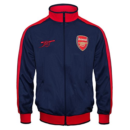 FC Arsenal Herren Retro-Trainingsjacke - Fußballgeschenk - 100% Polyester - Dunkelblau/Rote Ärmel - XXL von Arsenal F.C.