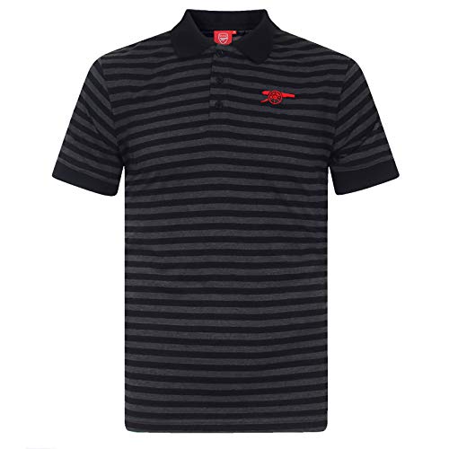 Arsenal FC - Herren Polo-Shirt mit Streifen - garngefärbt & meliert - Offizielles Merchandise - Geschenk für Fußballfans - Schwarz/Grau - 3XL von Arsenal FC