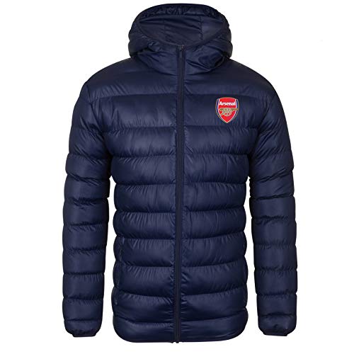 Arsenal FC - Herren Winter-Steppjacke mit Kapuze - Offizielles Merchandise - Geschenk für Fußballfans - Dunkelblau - 2XL von Arsenal FC