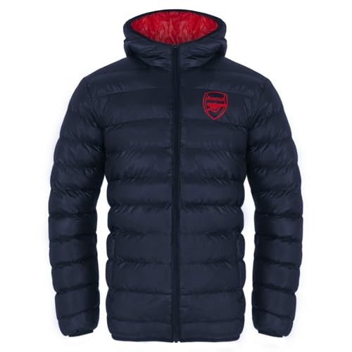 Arsenal FC - Herren Winter-Steppjacke mit Kapuze - Offizielles Merchandise - Geschenk für Fußballfans - Dunkelblau - L von Arsenal F.C.