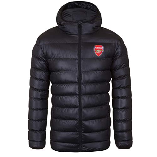 Arsenal FC - Herren Winter-Steppjacke mit Kapuze - Offizielles Merchandise - Geschenk für Fußballfans - Schwarz - 3XL von Arsenal FC