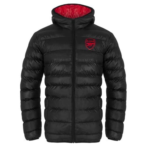 Arsenal FC - Herren Winter-Steppjacke mit Kapuze - Offizielles Merchandise - Geschenk für Fußballfans - Schwarz - 3XL von Arsenal F.C.