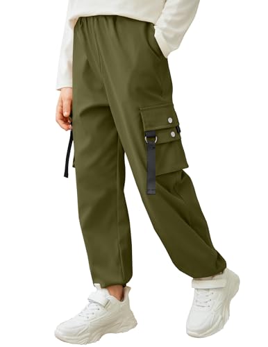 Arshiner Jungen Cargohose Baggy Freizeithosen Cargo Jogginghose mit Elastischem Bund Jogger Coole Hosen für Kinder Grün 9-10 Jahre Size 12 von Arshiner