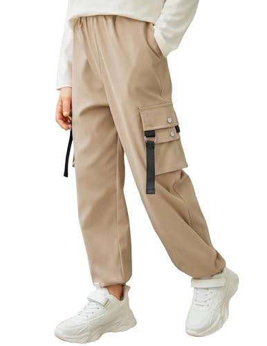 Arshiner Jungen Cargohose Baggy Freizeithosen Cargo Jogginghose mit Elastischem Bund Jogger Coole Hosen für Kinder Khaki 11-14 Jahre Size 16 von Arshiner