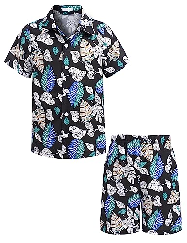 Arshiner Jungen Hemden mit Shorts Set Kinder Sommer Hawaii Kleidung Freizeit Sunny Strand Bekleidungssets für Jungen 10-11 Jahre 150 von Arshiner