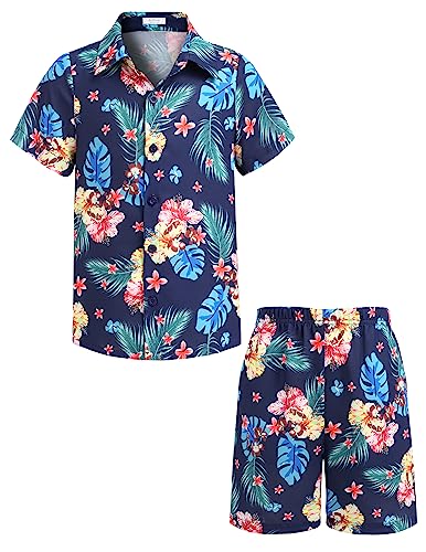 Arshiner Jungen Hemden mit Shorts Set Kinder Sommer Hawaii Kleidung Freizeit Sunny Strand Bekleidungssets für Jungen 4-5 Jahre 110 von Arshiner