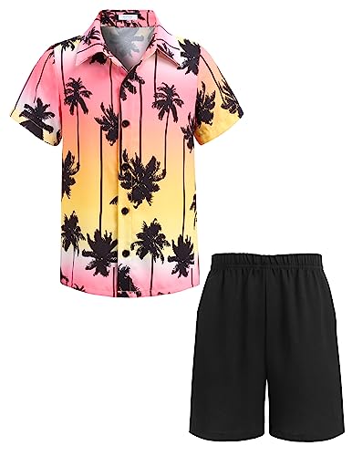 Arshiner Jungen Hemden mit Shorts Set Kinder Sommer Hawaii Kleidung Freizeit Sunny Strand Bekleidungssets für Jungen 4-5 Jahre 110 von Arshiner