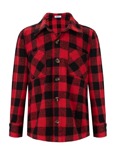 Arshiner Jungen Hemden Kariertes Kinder Herbst Winter Langarmshirt Basic Freizeit Button-down Shirts für Jungen 11-12 Jahre von Arshiner