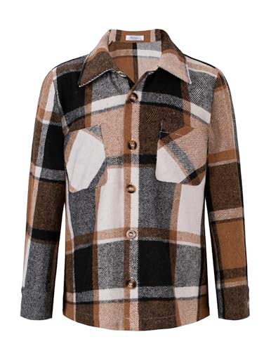 Arshiner Jungen Hemden Kariertes Kinder Herbst Winter Langarmshirt Basic Freizeit Button-down Shirts für Jungen 7-8 Jahre von Arshiner