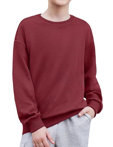 Arshiner Jungen Langarmshirt Bordeaux Mode T-Shirt Kinder Freizeit Sweatshirt Einfarbig Pullover Boy Top Herbst Winter Oberteile Kinderbekleidung 150/11-12 Jahre von Arshiner