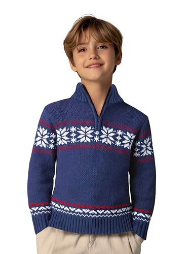 Arshiner Jungen Pullover Leichter Troyer Casual Strickpullover mit Reißverschluss für Herbst Winter Kinder Sweater, 11-12 Jahre 150 von Arshiner