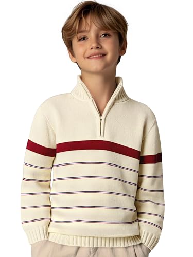 Arshiner Jungen Pullover Leichter Troyer Casual Strickpullover mit Reißverschluss für Herbst Winter Kinder Sweater, 11-12 Jahre 150 von Arshiner