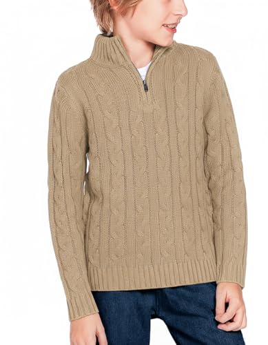 Arshiner Jungen Pullover Leichter Troyer Casual Strickpullover mit Reißverschluss für Herbst Winter Kinder Sweater, 13-14 Jahre 160 von Arshiner