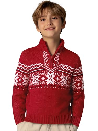 Arshiner Jungen Pullover Leichter Troyer Casual Strickpullover mit Reißverschluss für Herbst Winter Kinder Sweater, 5-6 Jahre 120 von Arshiner