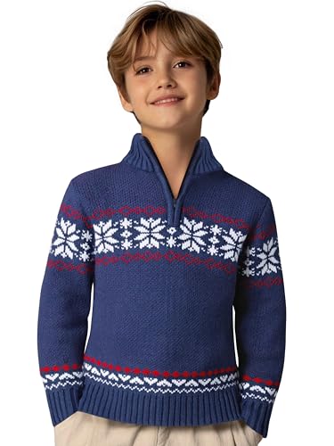 Arshiner Jungen Pullover Leichter Troyer Casual Strickpullover mit Reißverschluss für Herbst Winter Kinder Sweater, 7-8 Jahre 130 von Arshiner