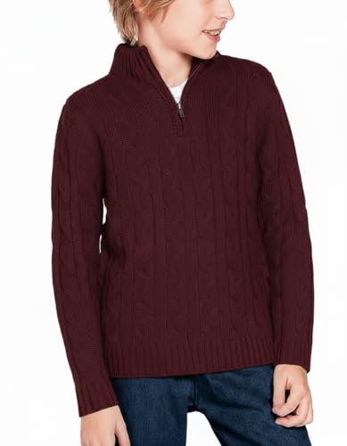 Arshiner Jungen Pullover Leichter Troyer Casual Strickpullover mit Reißverschluss für Herbst Winter Kinder Sweater, 7-8 Jahre 130 von Arshiner