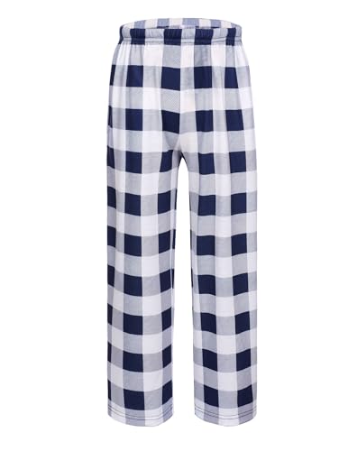 Arshiner Jungen Schlafanzughose Lang Kariert Pyjamahose Kinder Elastische Taille Freizeithose mit 2 Taschen Schlafanzüghosen für Jungen & Mädchen 14-15 Jahre von Arshiner