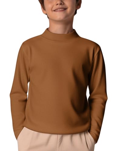 Arshiner Kinder Langarm Unterhemd Jungen Thermo Langarmshirt Funktionsunterwäsche Atmungsaktiv Outdoor Shirt für Jungen Wandern Reisen Radfahren Sport Unterhemd Braun 5-6 Jahre von Arshiner