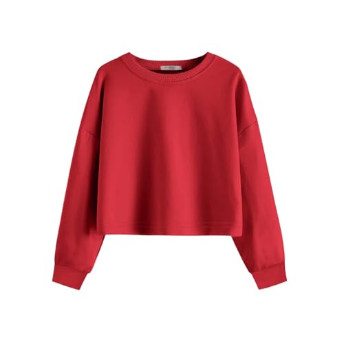 Arshiner Kinder Mädchen Langarm Tshirt Langarmshirt Oberbekleidung Top Shirt Long-Sleeve T-Shirt Rot 140 von Arshiner
