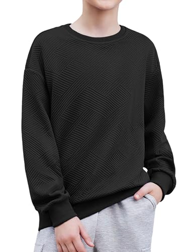 Arshiner Kinder Sweatshirt Schwarz Mode Langarm Oberteile Jungen Rundhals Pullover Boys Einfarbig T-Shirt Kinderbekleidung 130/8-9 Jahre von Arshiner