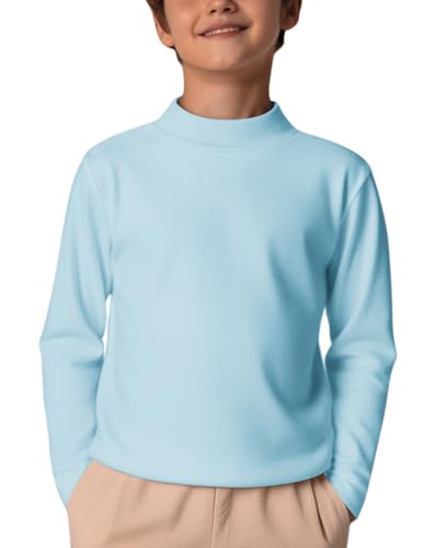 Arshiner Kinder Thermo Unterhemd Jungen Thermo Langarmshirt Oberteile Unterziehshirt Warm Lässige Top Rollkragenpullover für Junge Blau 7-8 Jahre von Arshiner