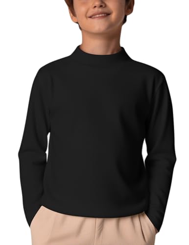 Arshiner Kinder Unterhemd Thermal Top Jungen Langarmshirt Oberteile Klassisch Unterziehshirt Slim Fit Tops Lässige Rollkragenpullover Schwarz 5-6 Jahre von Arshiner
