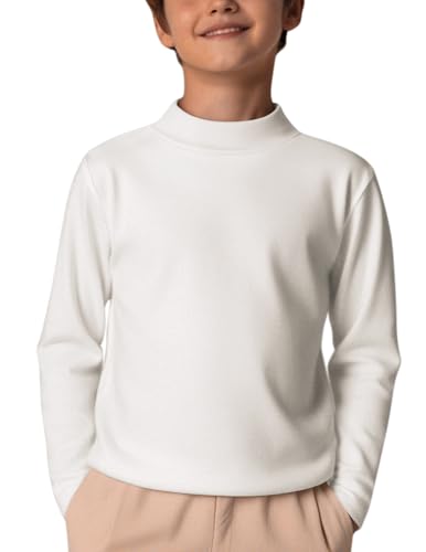 Arshiner Kinder Unterhemd Thermal Top Jungen Langarmshirt Oberteile Klassisch Unterziehshirt Slim Fit Tops Lässige Rollkragenpullover Weiß 11-12 Jahre von Arshiner