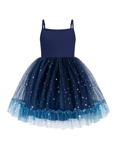Arshiner Kleid Mädchen Dunkelblau Trägerkleid Kleinkind Sommerkleid Ärmellos Freizeitkleid Tüllkleid Kinder Ballkleider 3-4 Jahre von Arshiner