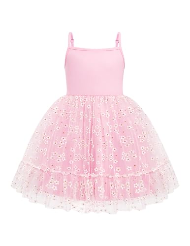 Arshiner Kleid Mädchen Rosa Blumen Tüllkleid Kinder Sommerkleid Baumwoll Strapskleid Prinzessinkleid Geburtstags Hochzeit Blumenmädchenkleider 2-3 Jahre von Arshiner