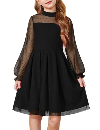 Arshiner Kleid Mädchen Schwarz Mesh-Puff Langarm Kleider A-Linie Festkleid Kinder Freizeitkleid Einfarbig Ballkleid Rundhals Partykleid Halloween Kleidung 8-9 Jahre Arshiner Kleid Mädchen Schwarz Mesh-Puff Langarm Kleider A-Linie Festkleid Kinder Freizeitkleid Einfarbig Ballkleid Rundhals Partykleid Halloween Kleidung 8-9 Jahre von Arshiner