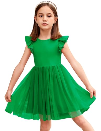 Arshiner Kleid für Mädchen Tüllkleid Kleinkind Sommerkleid Kinder Festlicheskleid Osterkleid Partykleid Feenkleid Grün 90/3-4 Jahre von Arshiner